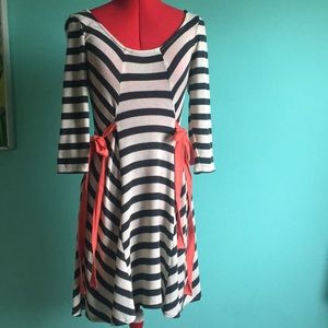 Uncle Frank brand striped dress w coral ties XS
